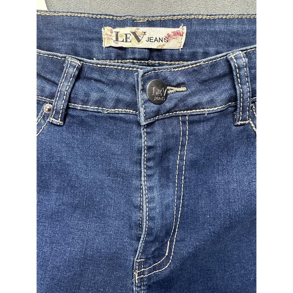 LEV Jeans Casual Boot Cut Flare Mid Rise Dark Wash Blue Juniors 11 29 x 31 NEW - Picture 5 of 12